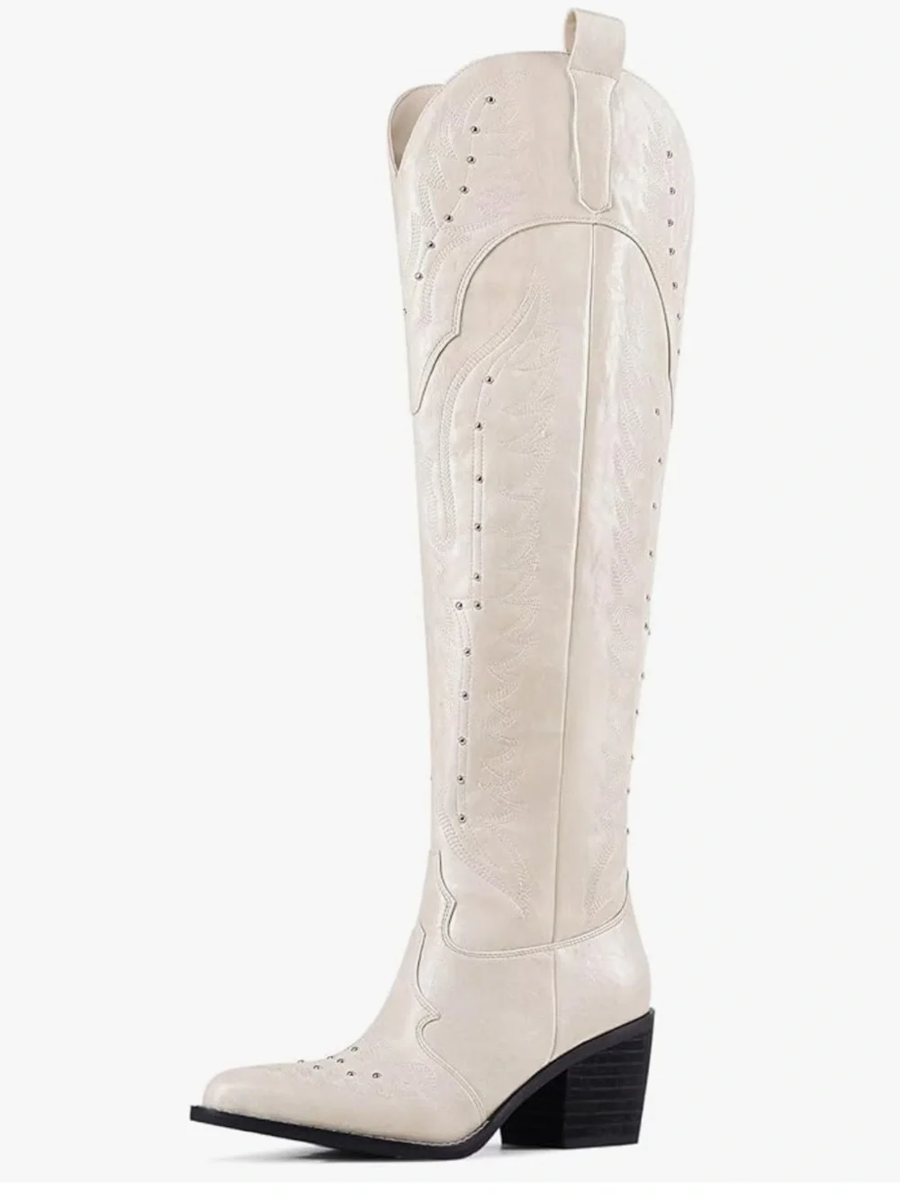 Over-the-Knee Western Boot in Ivory
